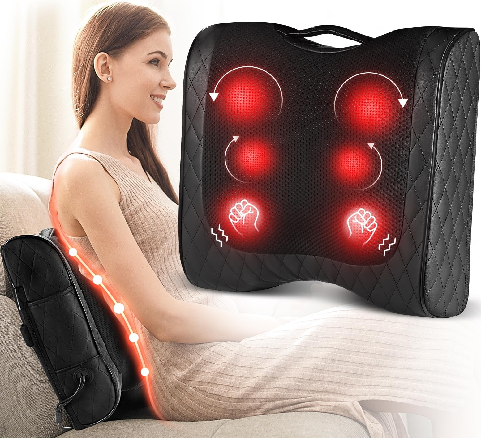 Boriwat Back Massager with Heat, Percussion & Shiatsu 2-in-1 Massager for Low…
