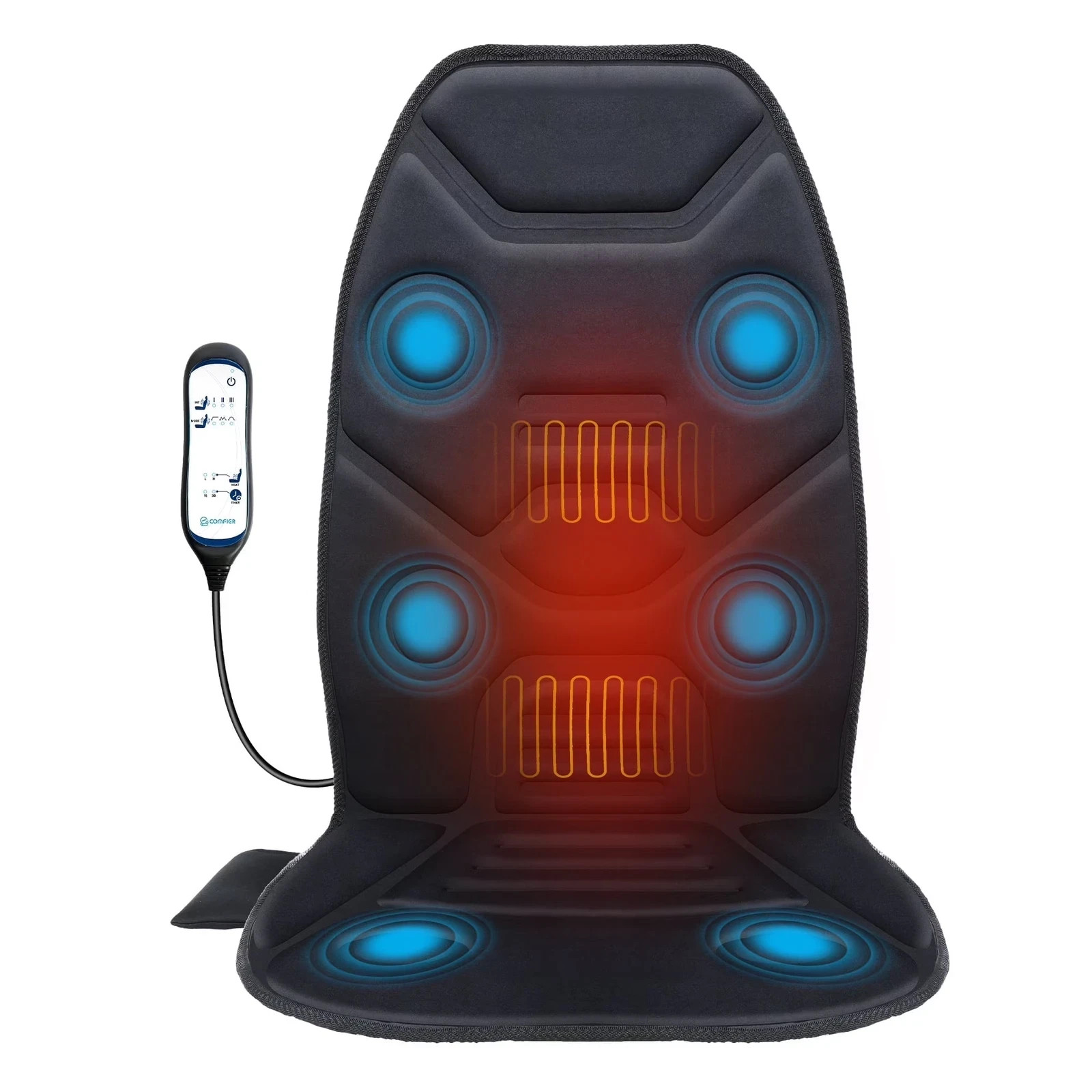 Comfier Heated Massage Seat Cushion, Back Massager with Vibration, Massage Pad