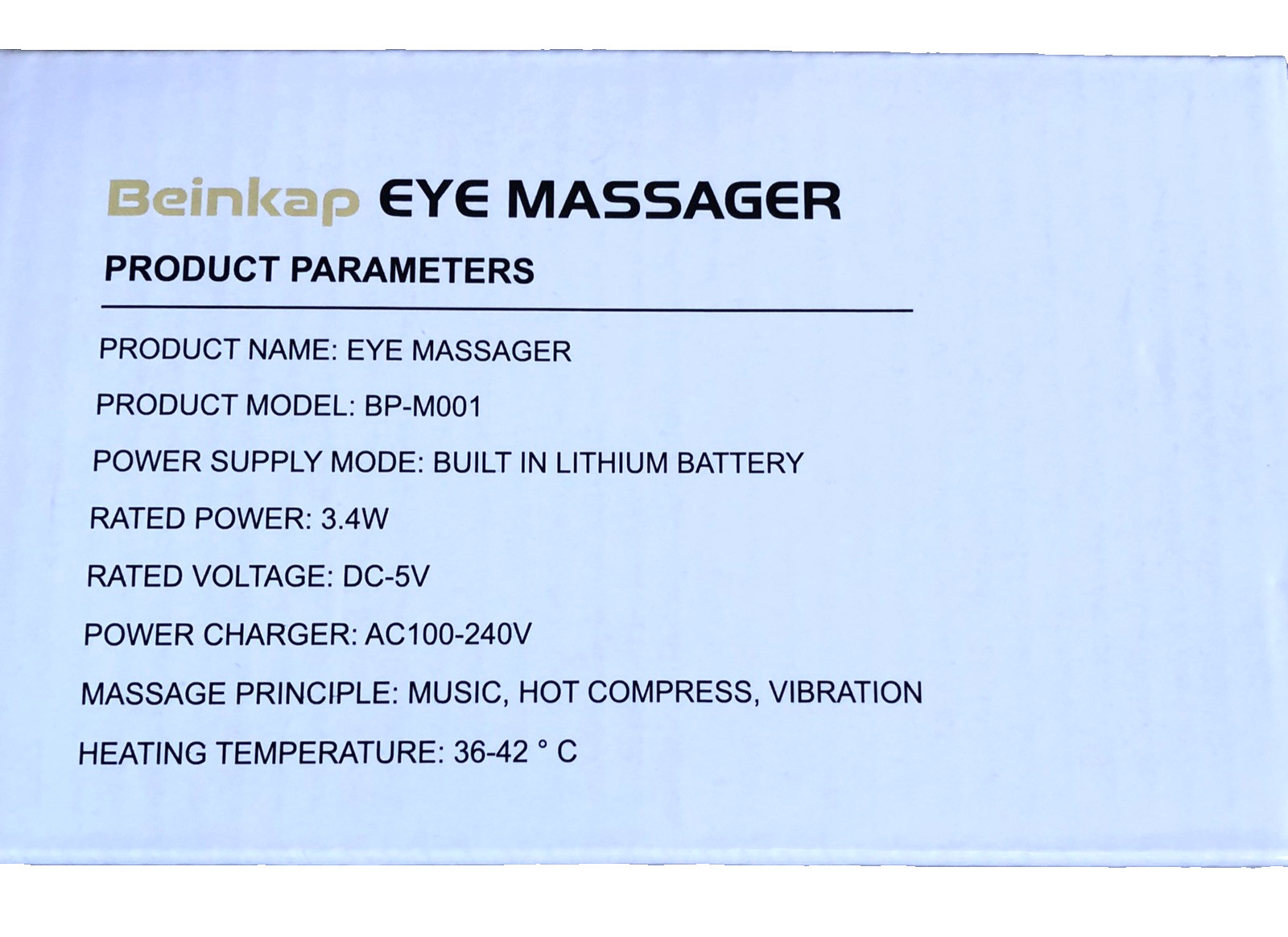 Eye Massager wHeat Vibration Compress Migraine White Improves Sleep Beinkap New
