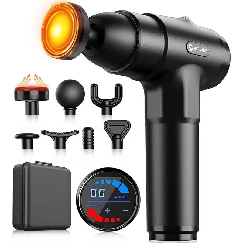 Heated Massage Gun W/ LCD Display Portable Muscle Relief Deep Tissue Therapy New