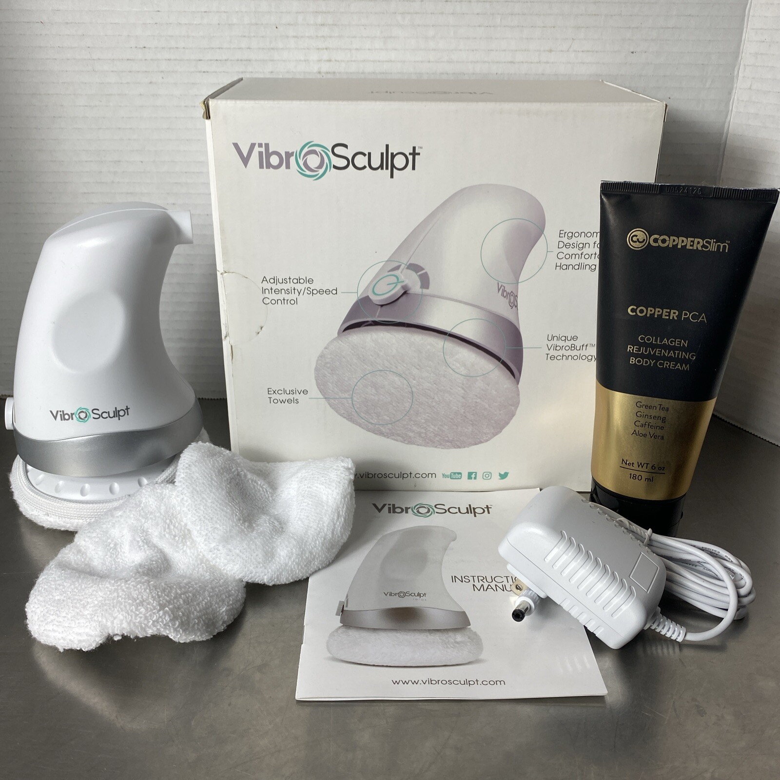 Vibro Sculpt Electric Massager Cellulite Remover CopperSlim Rejuvenating Cream