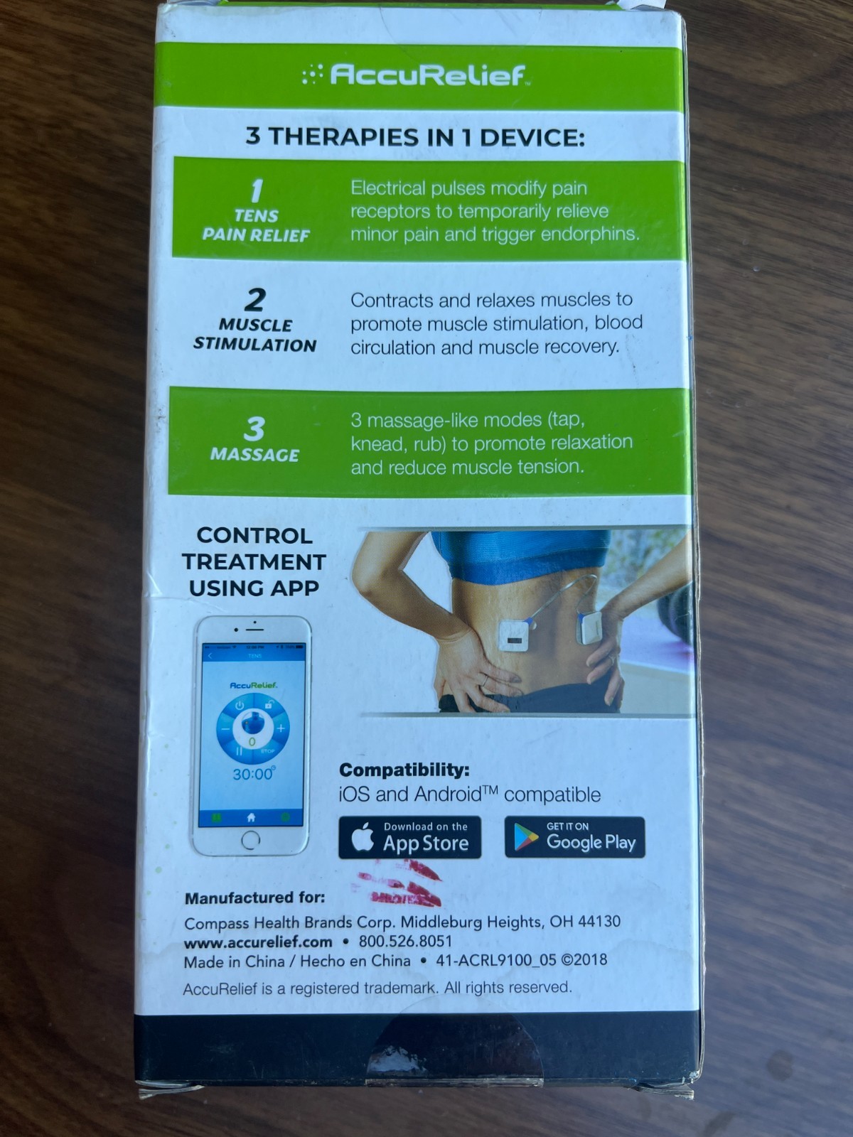AccuRelief Wireless 3-in-1 TENS EMS Massage Pain Relief Device ACRL-9100