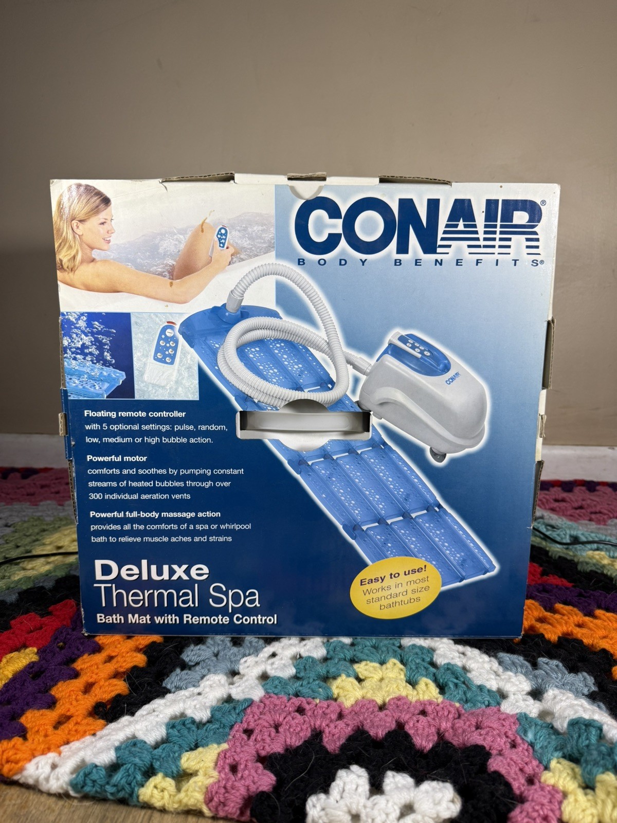 New Conair Body Benefits Deluxe Thermal Spa Bath Mat Bubble Massager *USED ONCE*