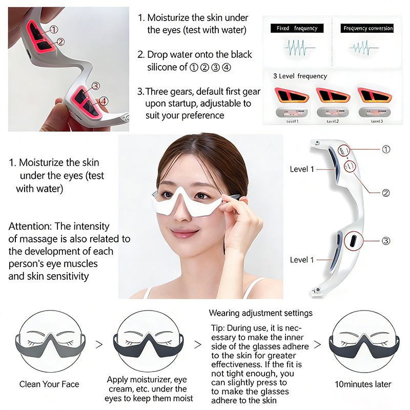 Upgraded Flexible Stable Easy to Use 3D Red Light Eye Massager LED Therapy Devic