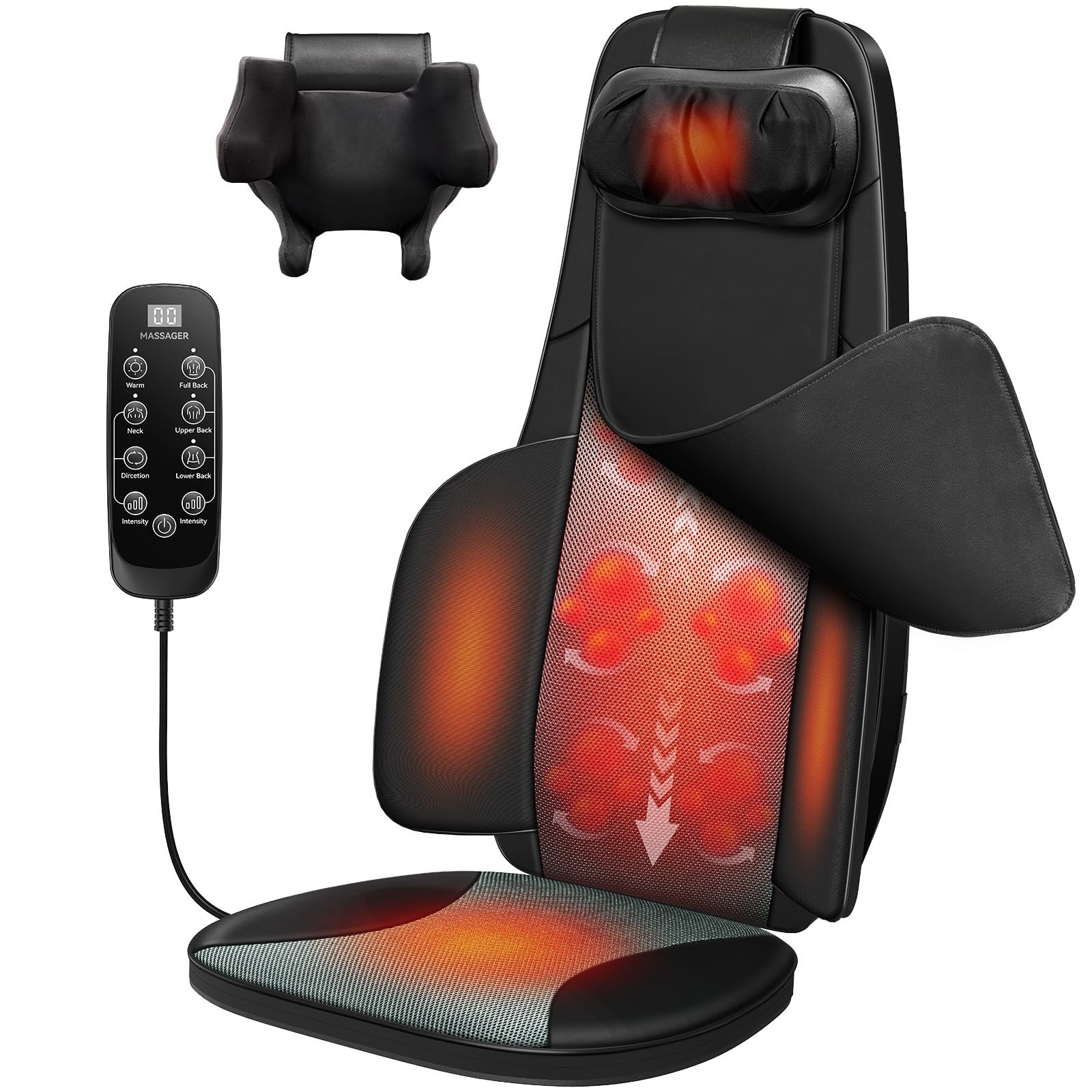 Flekzo Back Massager for Chair with Heat, Shiatsu Neck and Shoulder 4D Kneadi…