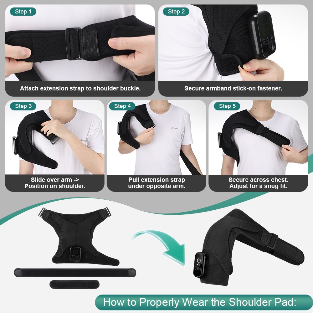 Cordless Shoulder Massager Pain Relief with 3 Vibration Modes, 3 Heating Levels