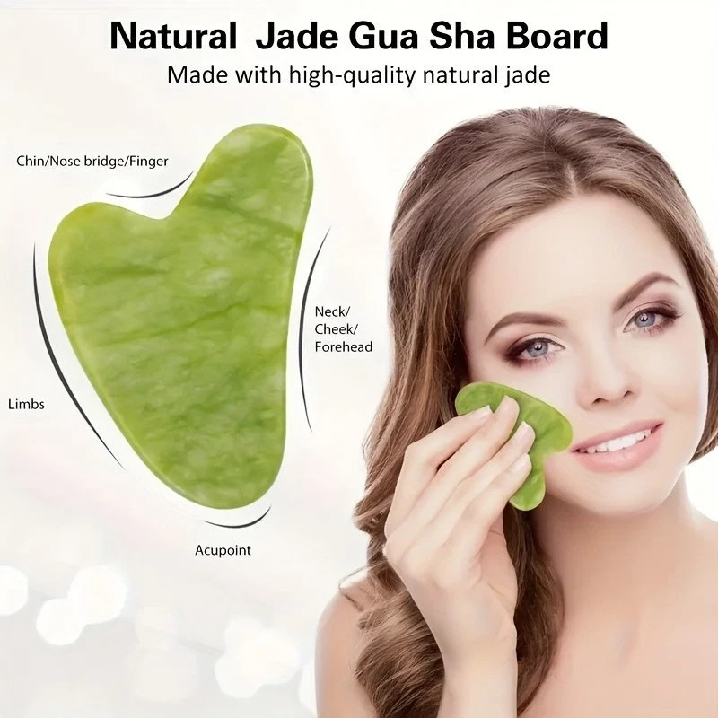 3 pcs Jade Roller and Gua Sha Set – Guasha Tool for Face – Skin Care Gift Set