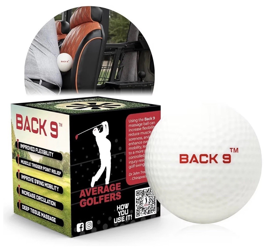 BACK 9 Golfers Massage Ball Deep Tissue Trigger Point Handheld Back Relief