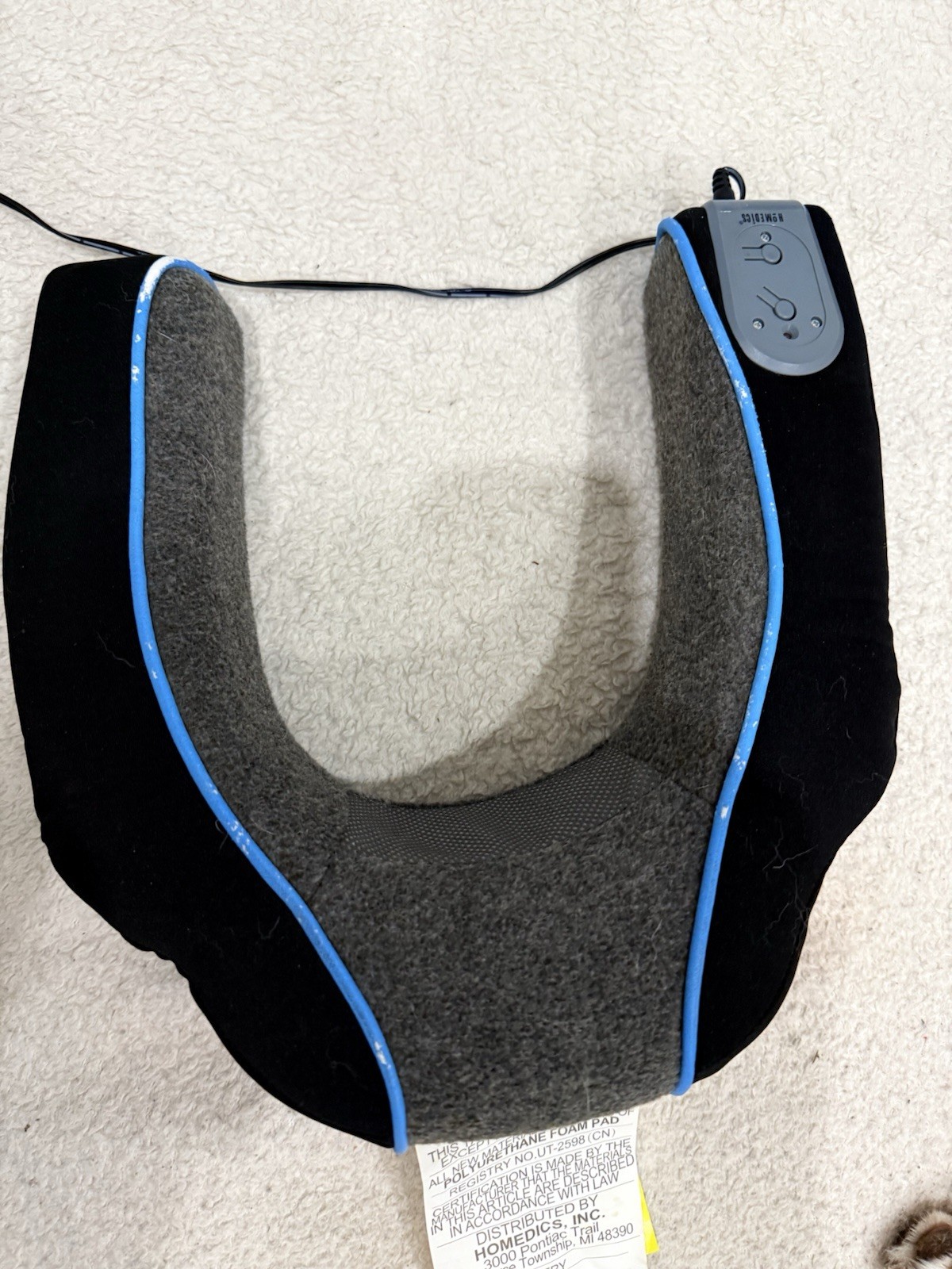 HoMedics Heated Vibrating Neck Massager NMSQ-200-THP Gray Black Blue Electric
