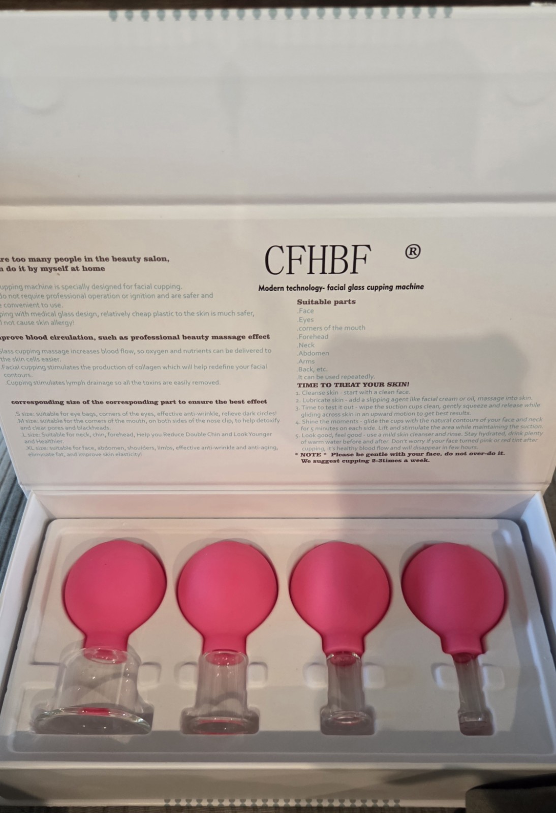 CFHBF 4 Size Facial Cupping Therapy Set Glass, Eye Face Vacuum Massage Anti