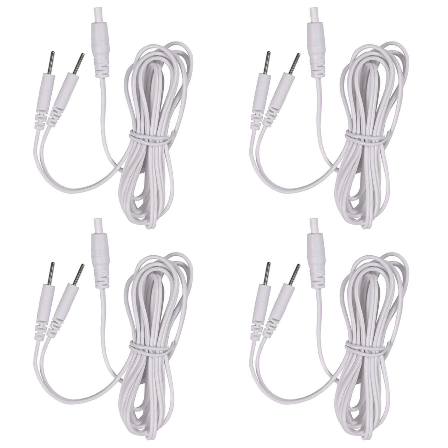 4 Count High-Quality TENS Electrodes Wires, 63 Inch Length for Effective Therapy