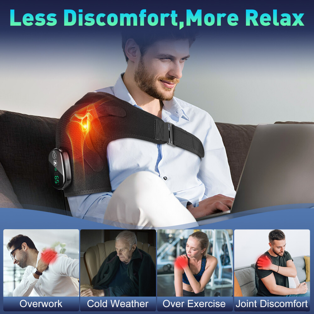 Electric Heated Shoulder Massager with Vibration Massage Brace Joint Pain Relief