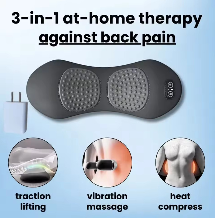 3 In 1 Electric Lumbar Support Pillow Smooth Spine Triple Fusion Back Massager