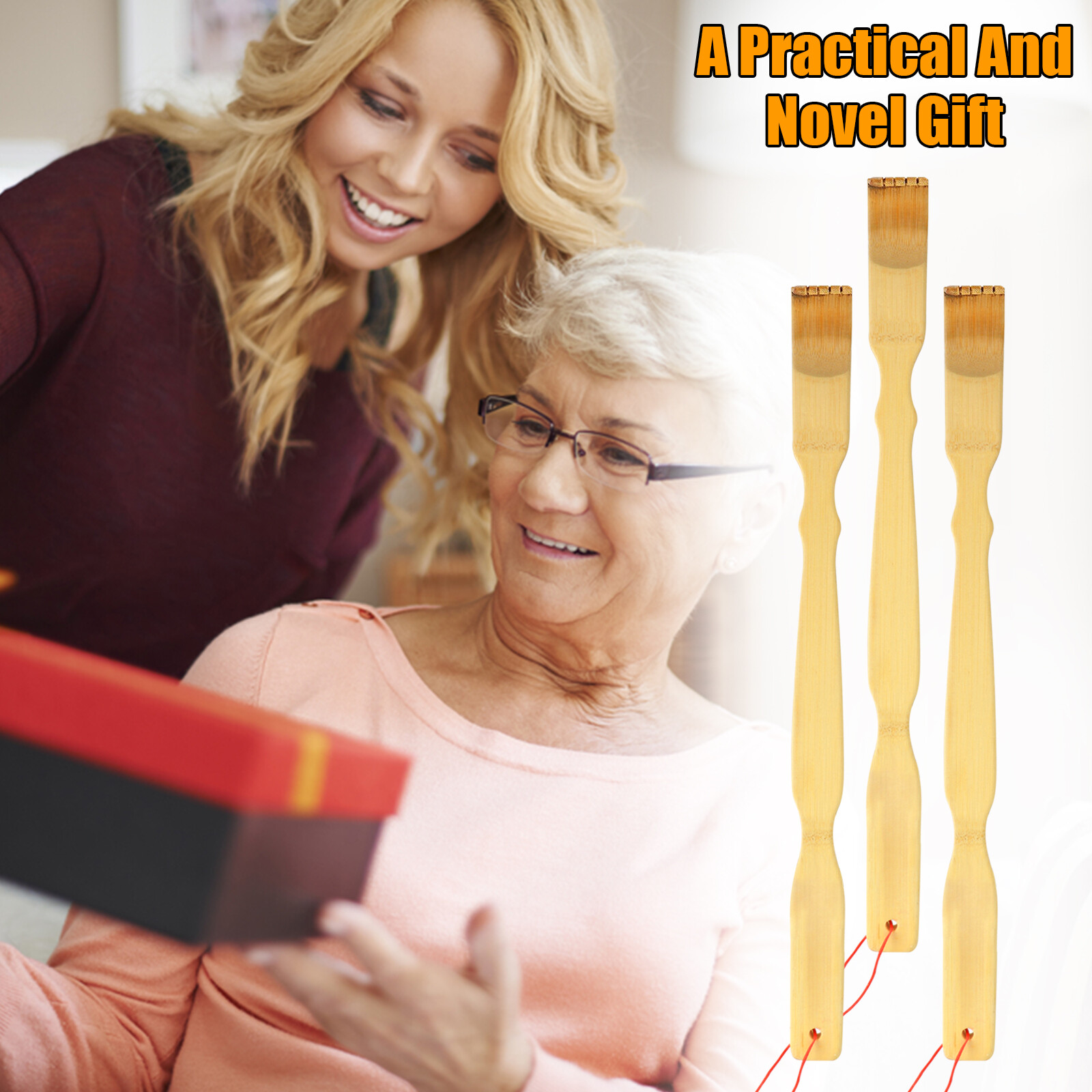 3 PCS Natural Bamboo Back Scratcher Long Reach Pick Itch Relief Tool Portable US