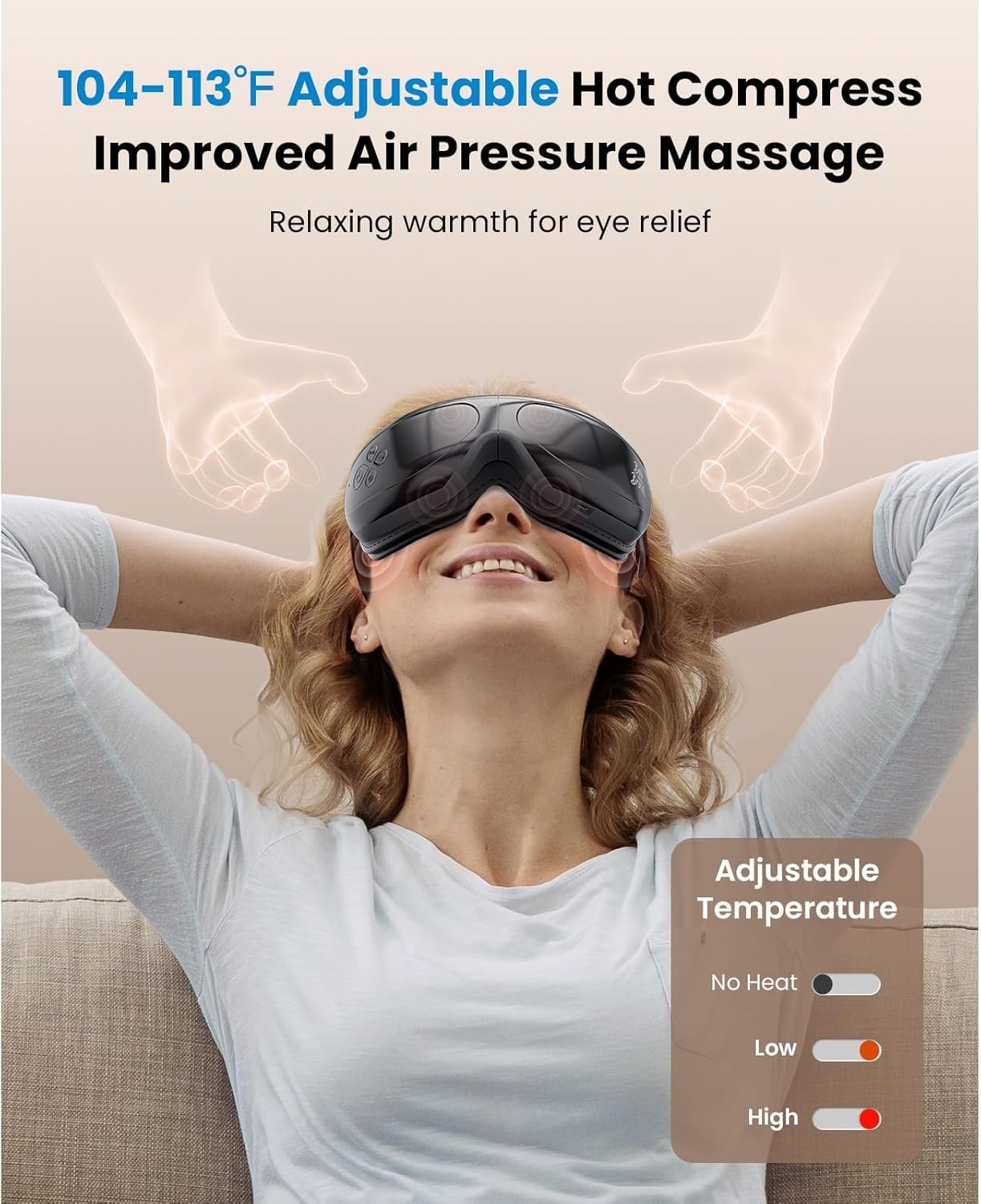 Smart Eye Massager Electric Eye Care 5 Mode For Migraines w/Heat Vibration Relax