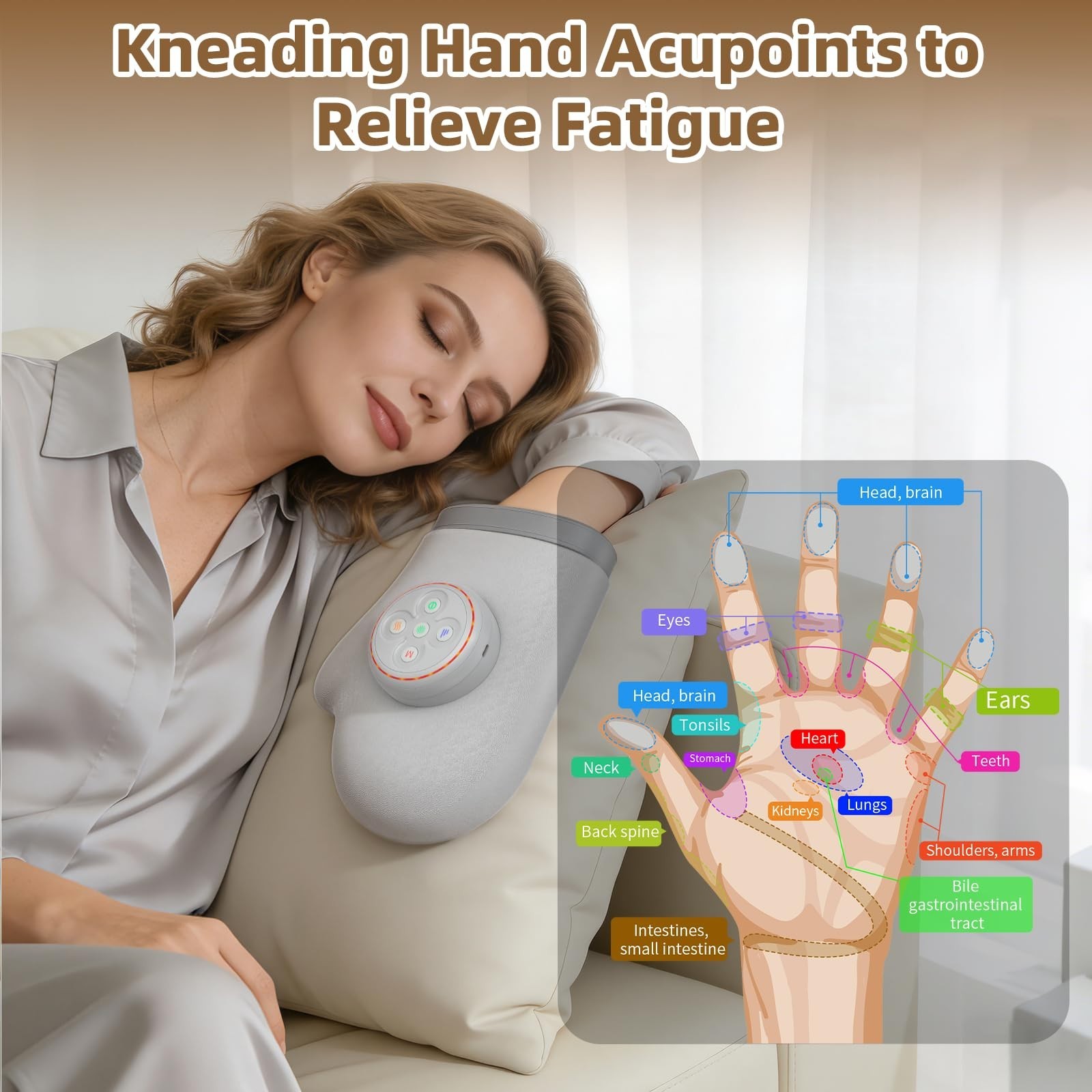 Cordless Hand Massager with Heat & Compression – 3 Temps, 5 Intensities for Arth
