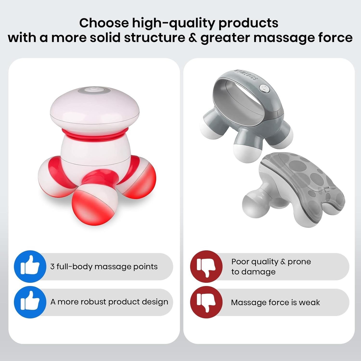 Portable Mini Vibrating Massager with LED Light for Pain Relief and Relaxation