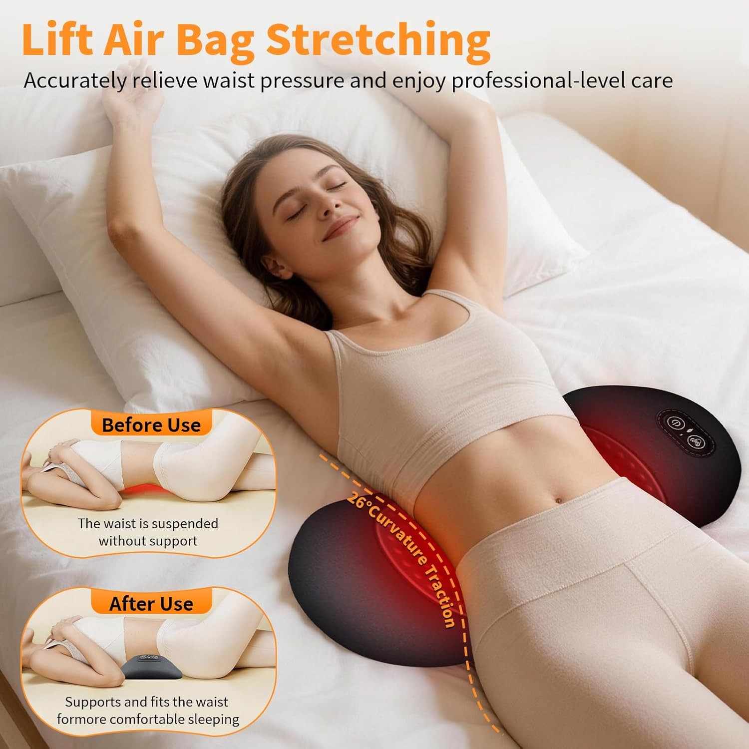 3-In-1 Electric Lumbar Support Pillow, Triple Fusion Back Massager with Heat & M