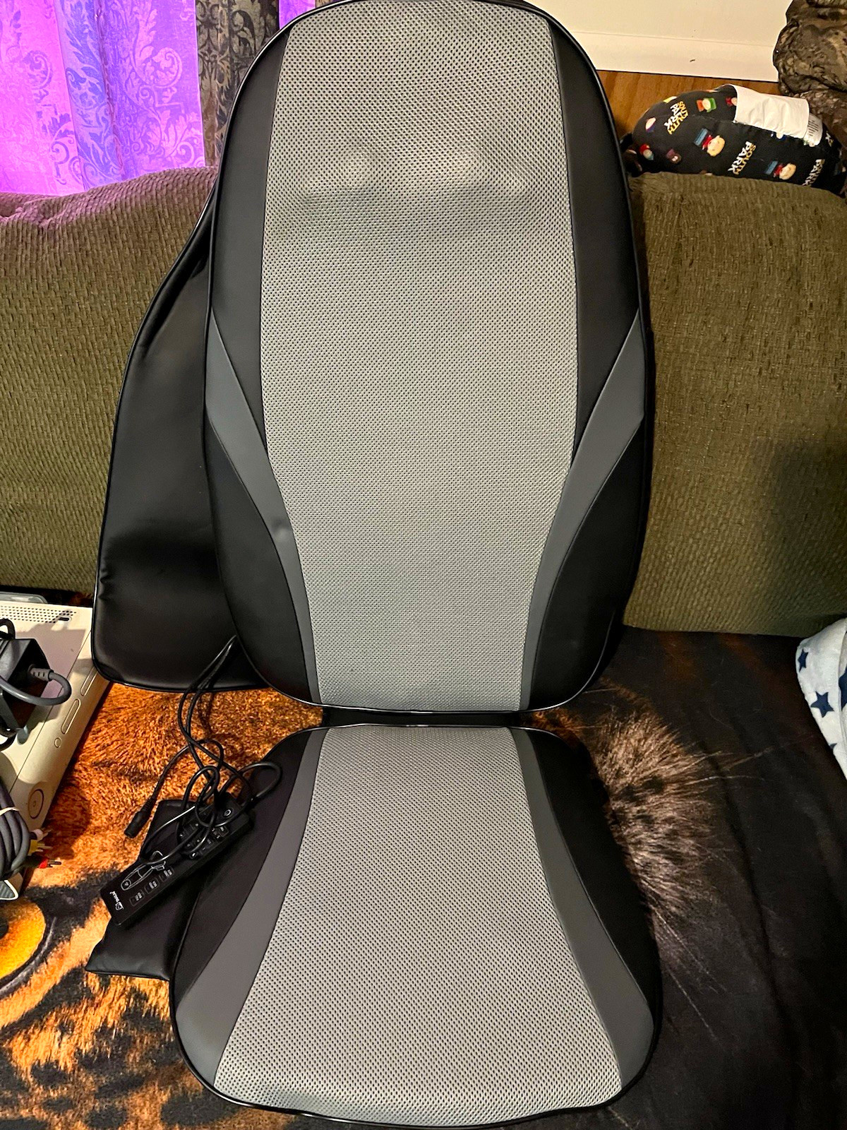 Snailax Heated Vibrating Massage Cushion w/ Remote Control & Timer Gray/Black