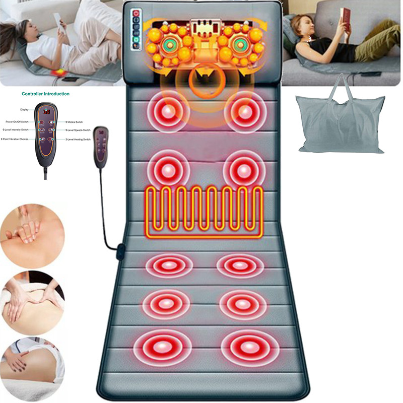 Electric Heated Massage Mat Full Body Back Heat Vibration Massage Pad Cushion