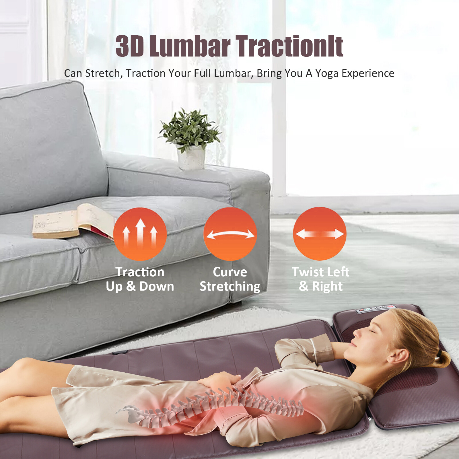 8 Mode Massage Seat Cushion with Heated Back Neck Massager Chair Home & Car