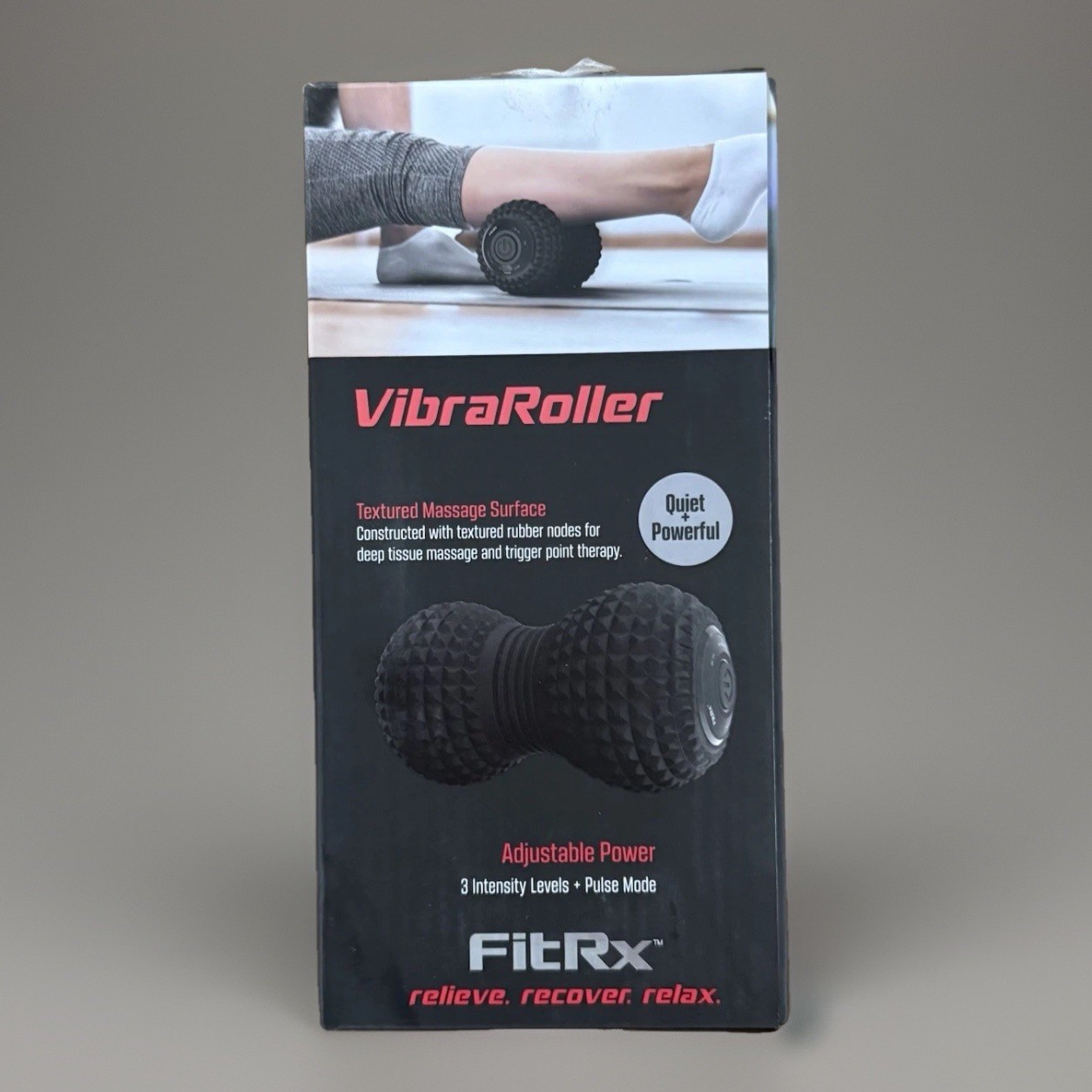 FitRx VibraRoller, Vibrating Massage Roller, Quiet & Powerful, 3 levels Pulse