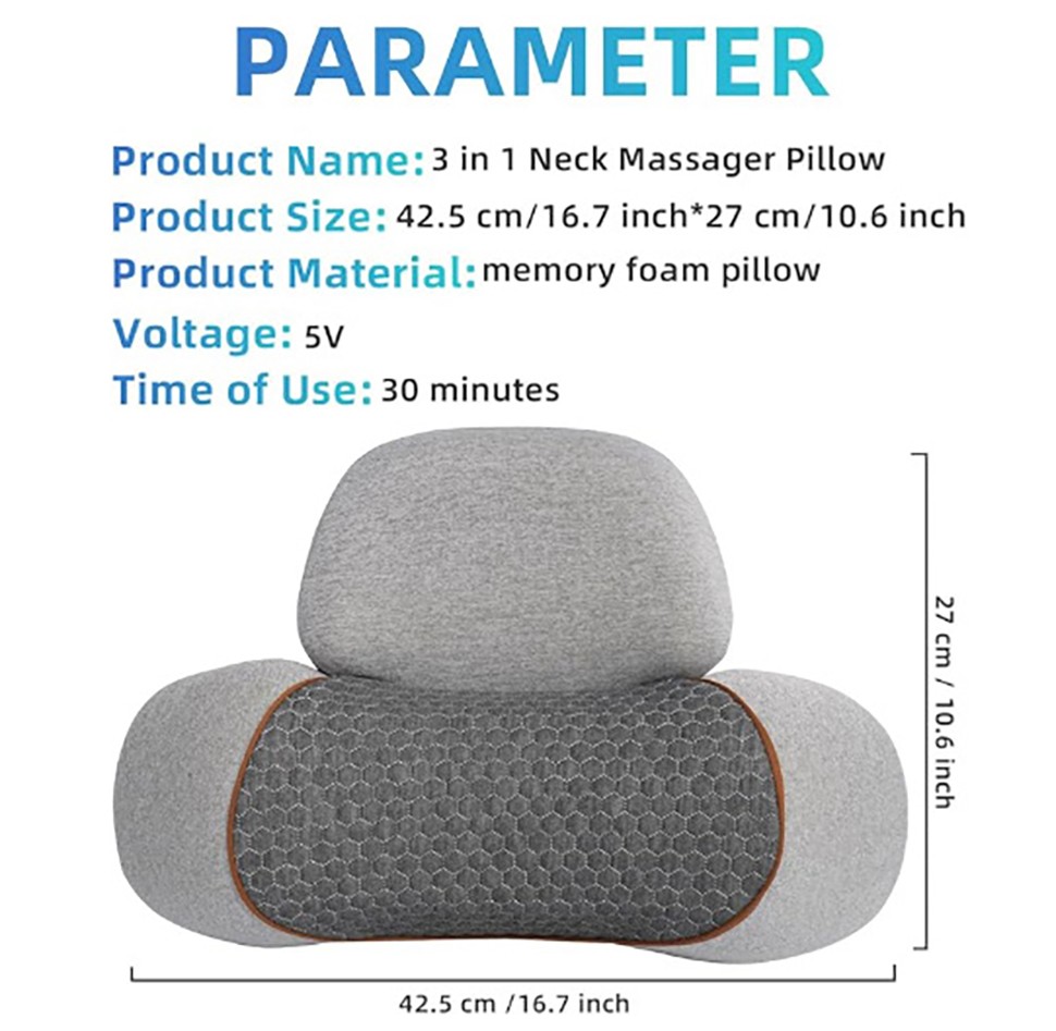 3-In-1 Neck Massager Pillow With Vibration Heating Traction Therapy Pain Relief