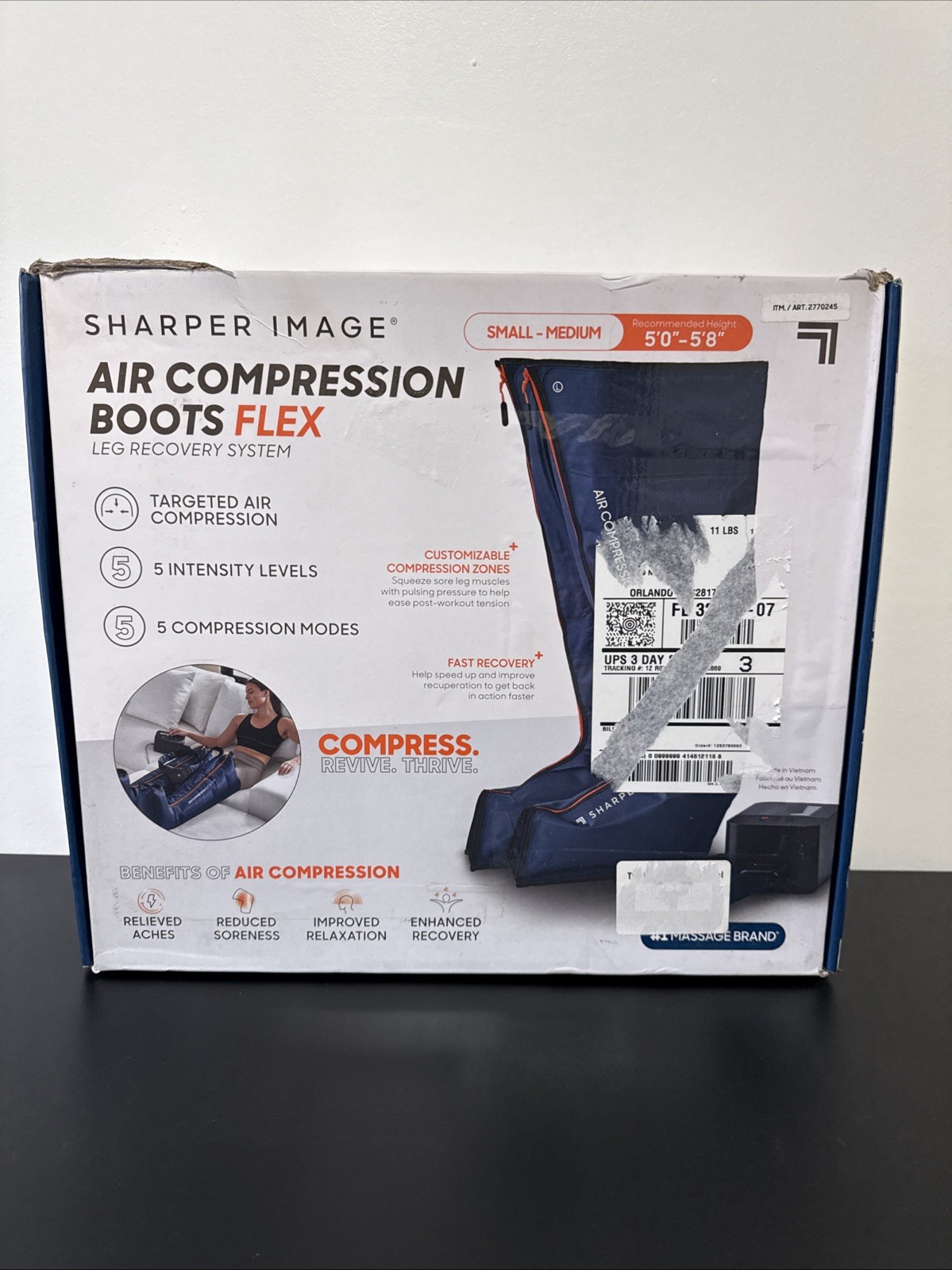 Sharper Image Air Compression Boots Flex Leg Recovery System Small/Medium (Blue)