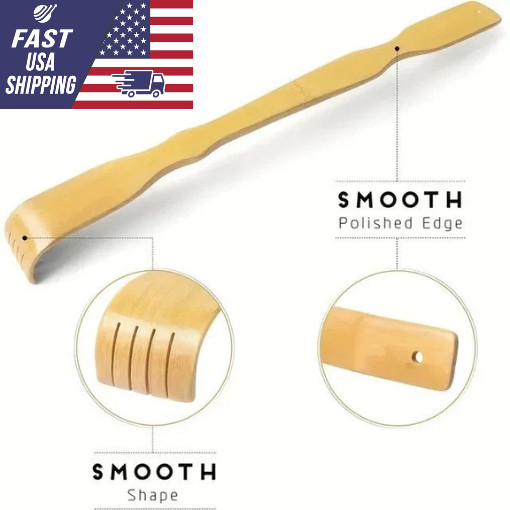 3 PCS Natural Bamboo Back Scratcher Long Reach Pick Itch Relief Tool Portable