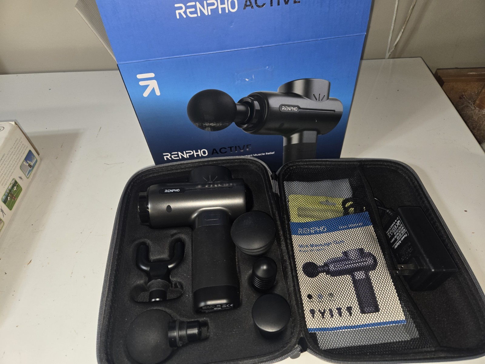 RENPHO Active Massage Gun, Powerful Deep Tissue Massager w/5 Heads & 5 Speeds