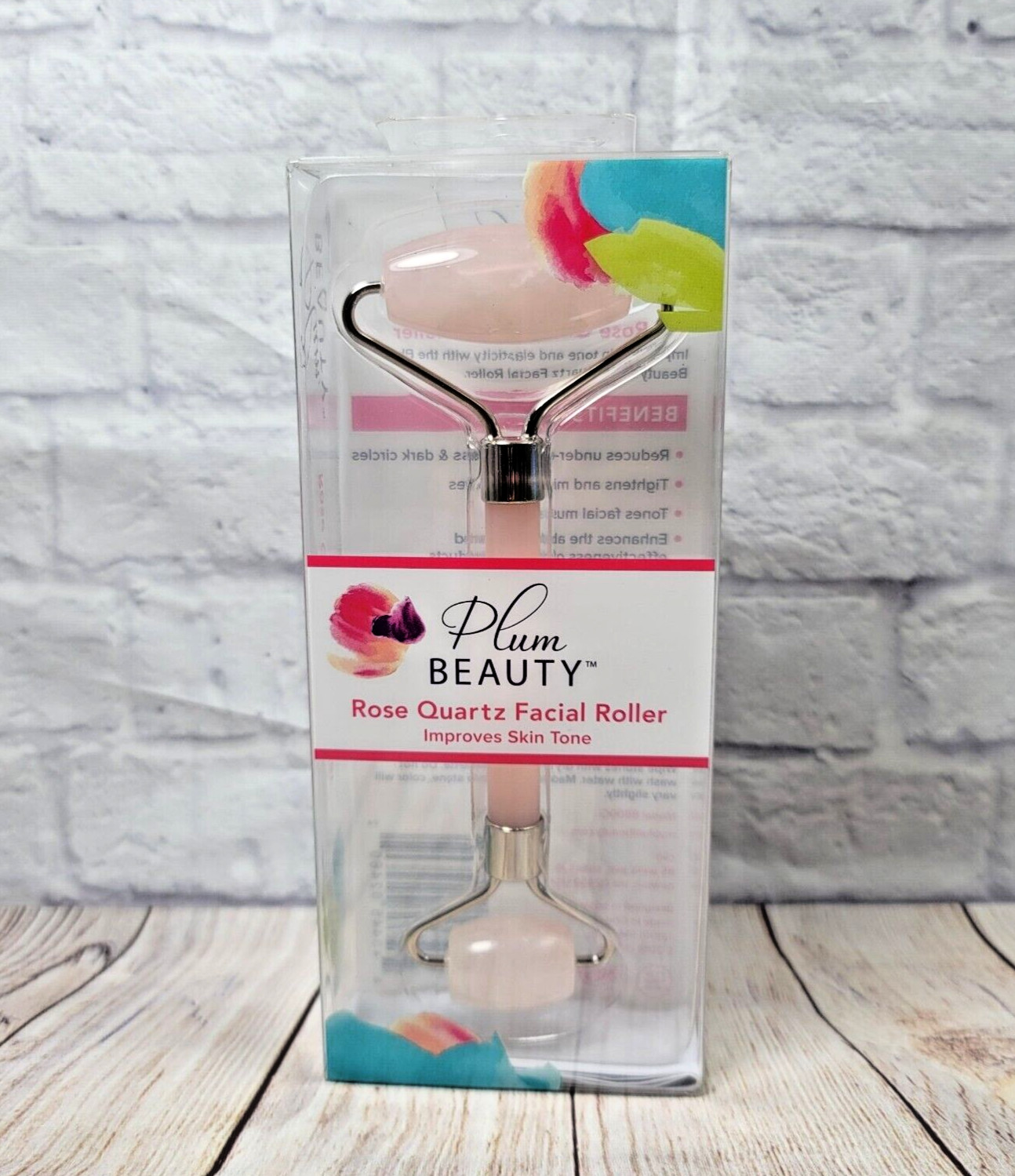 Plum Beauty Rose Quartz Duo Facial Roller To Improve Skin Tone 1 Ct