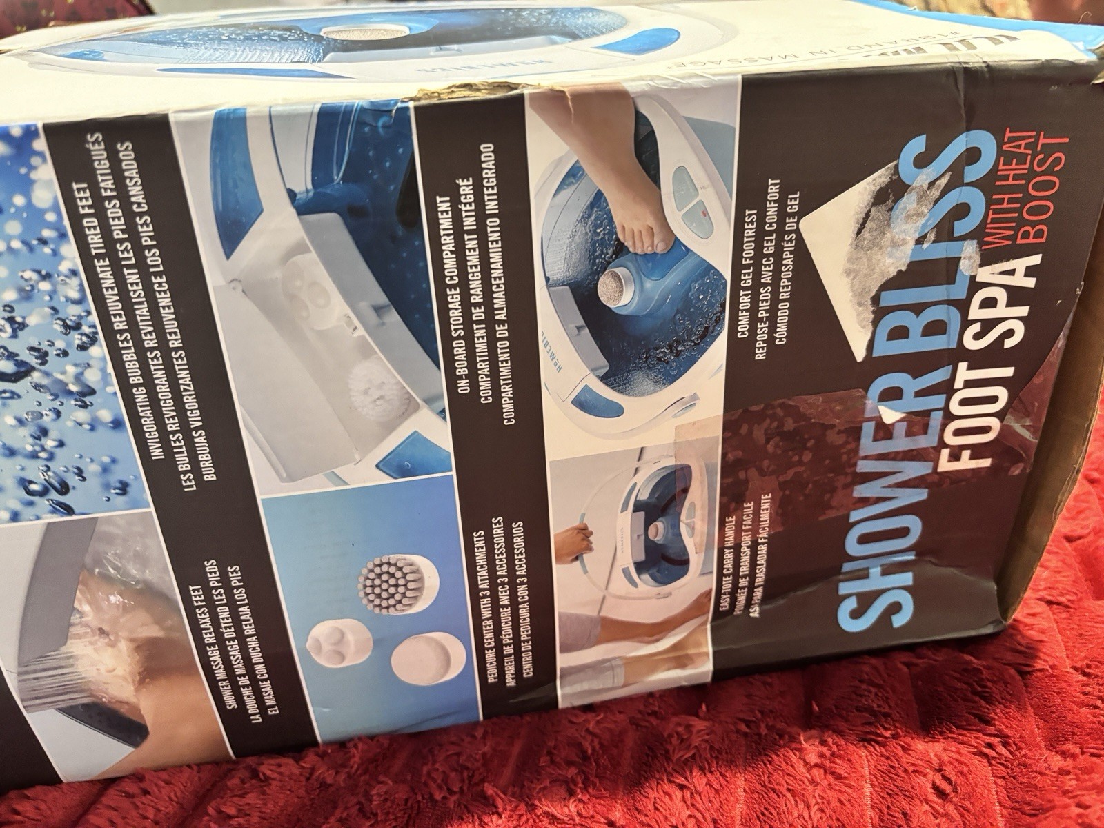 HoMedics Shower Bliss foot Spa Jet Spa Heat Boost Easy Carry Handle Massage
