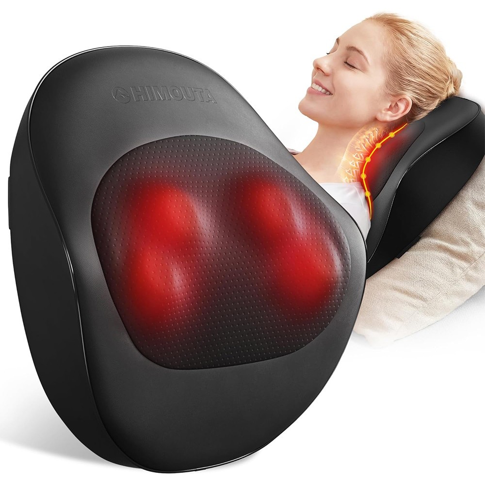Electric Neck Massager Pillow with Heat 3D Kneading Shoulder Back Leg Pain Relie