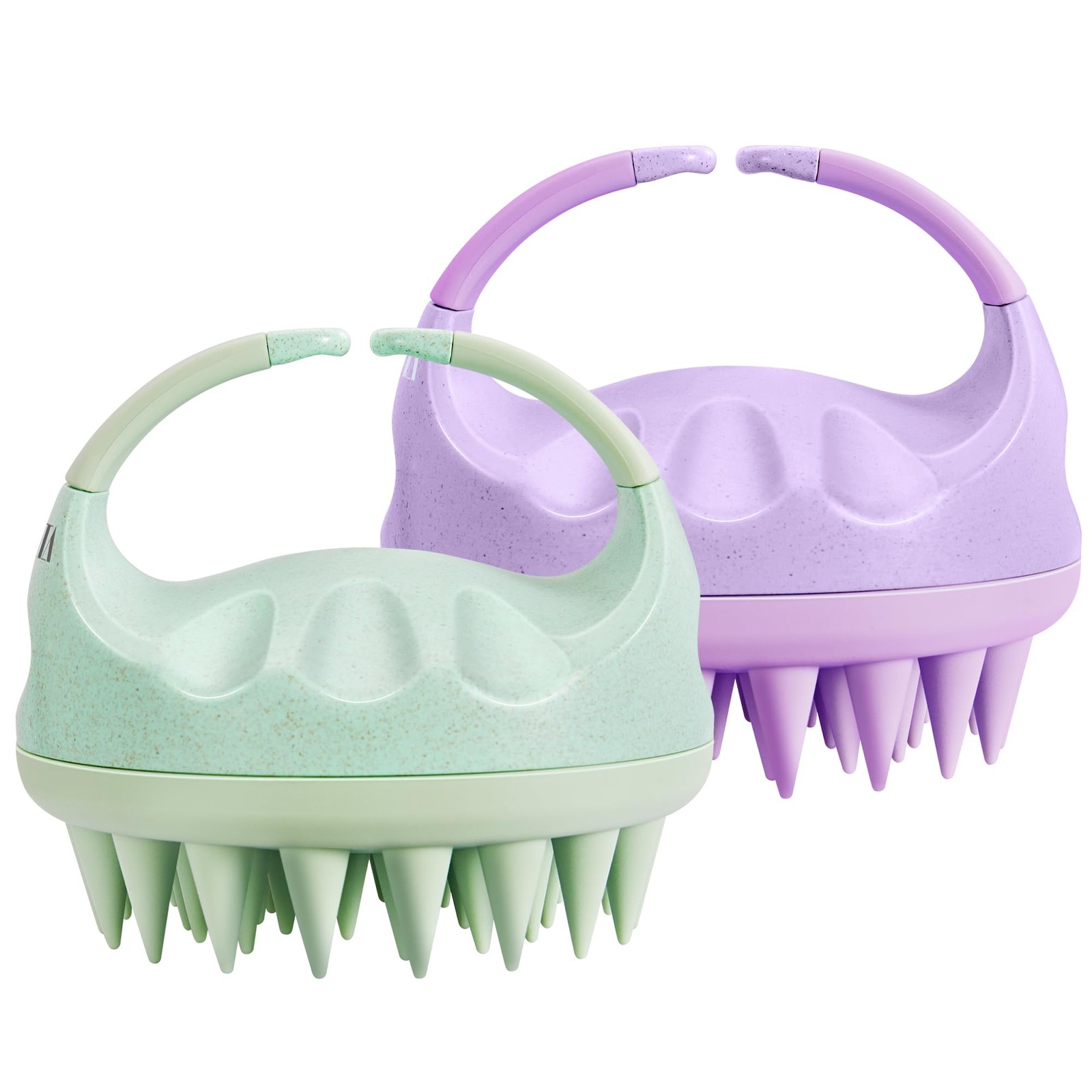 HEETA Scalp Massager with Soft Silicone 2 Count (Pack of 1), Green & Purple