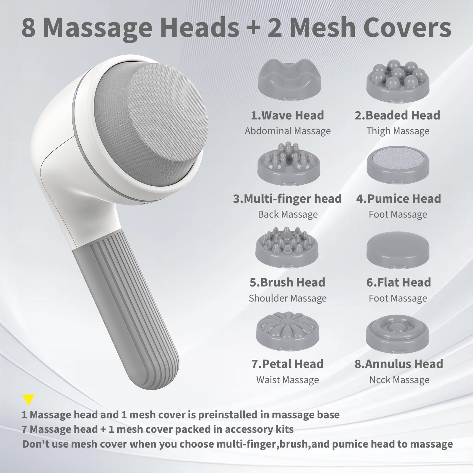 NEXPURE Handheld Neck Back Massager 8 Heads 6 Modes White FREESHIP