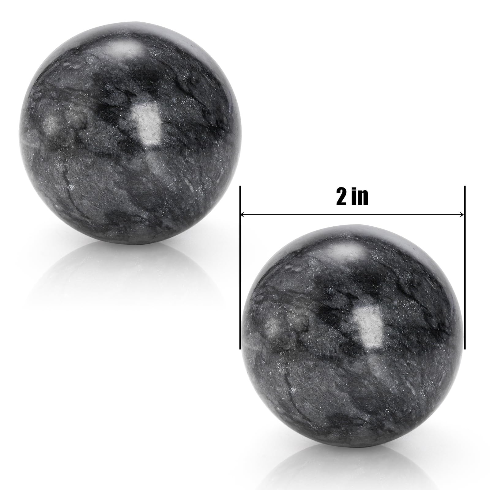 Lyellfe Set of 4 Marble Stone Baoding Balls 2 Inch Meditation Balls with Box