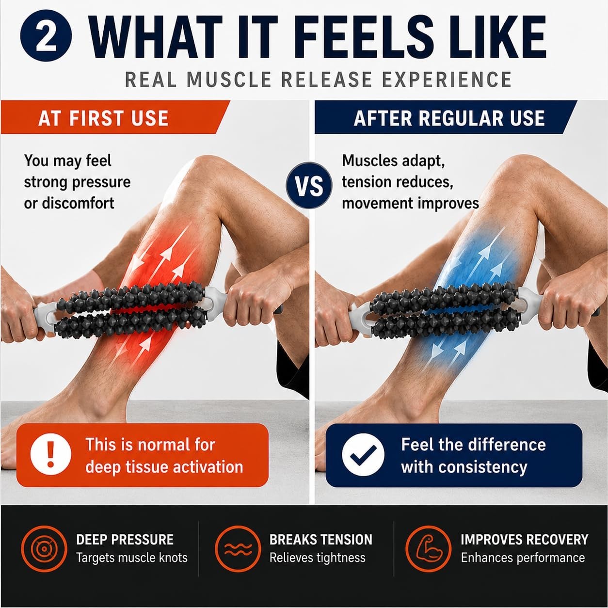 Deep Tissue Massage Roller Stick – Portable Muscle Recovery Tool for Legs, Back