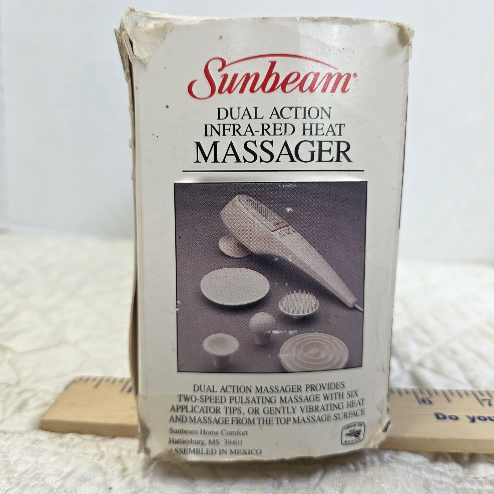 Sunbeam Dual Action Infra Red Heat Massager Model 1856-8 2 Speed 6 Attachments