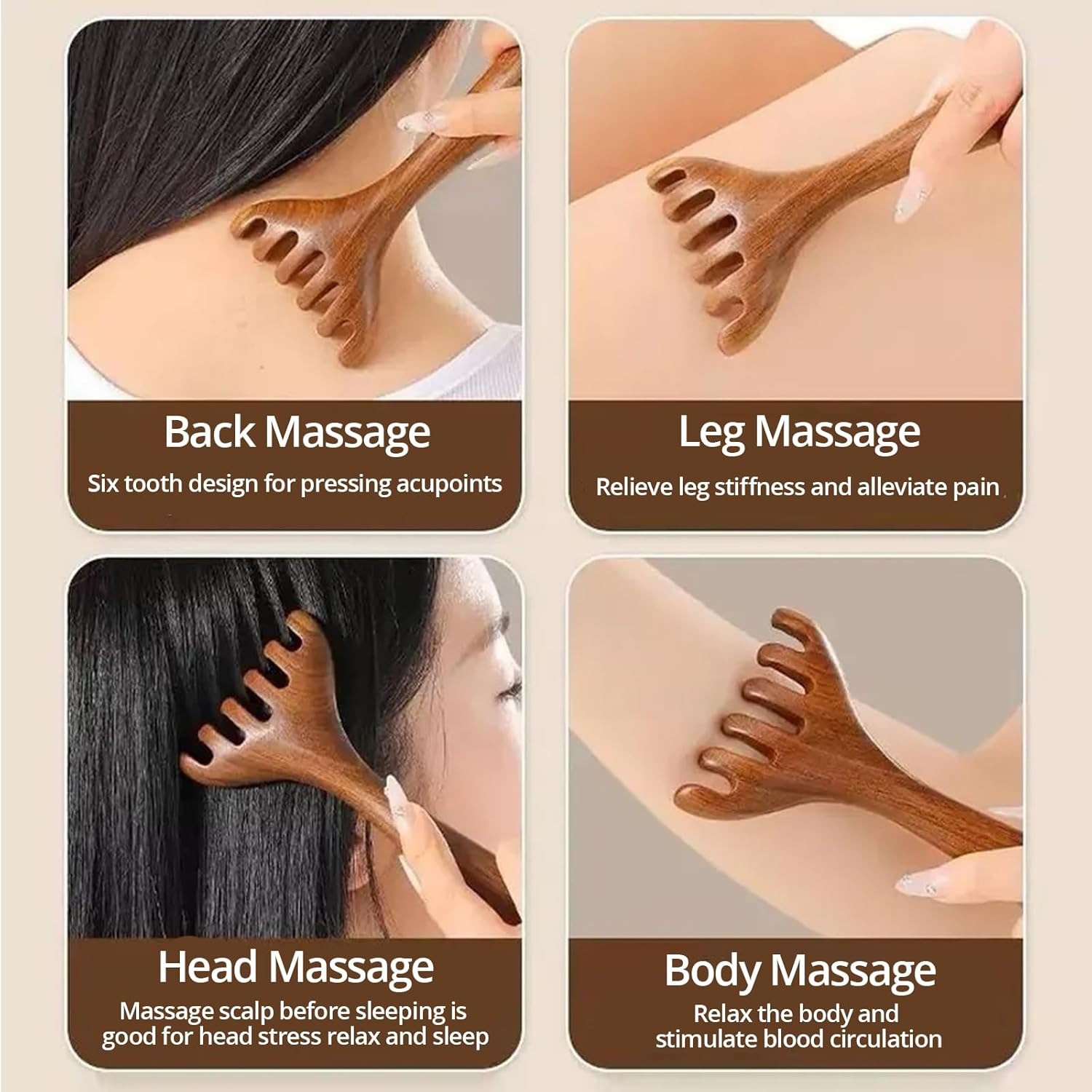 Wood Scalp Massager – Head Scalp Massage Tool,Protable Head Scratcher Massager f