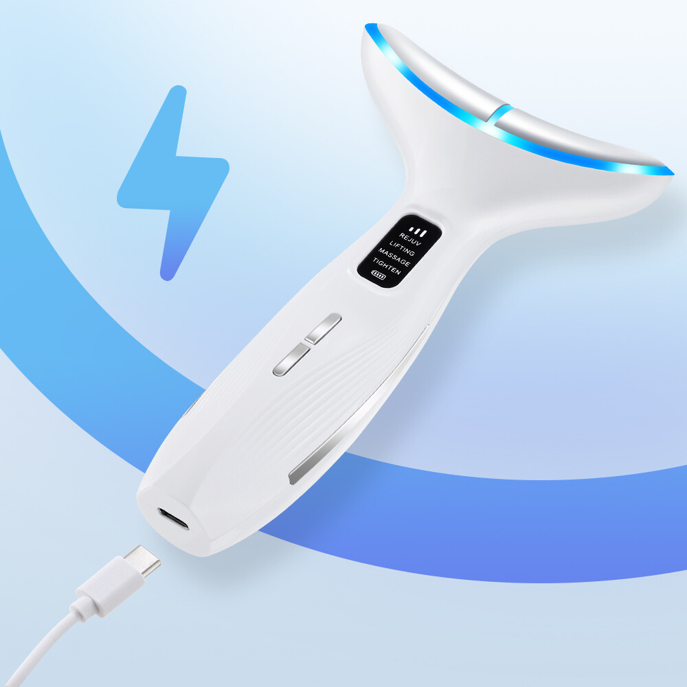 Microcurrent Facial & Neck Massager 3 Modes,Light Therapy, 45°C Constant Heat