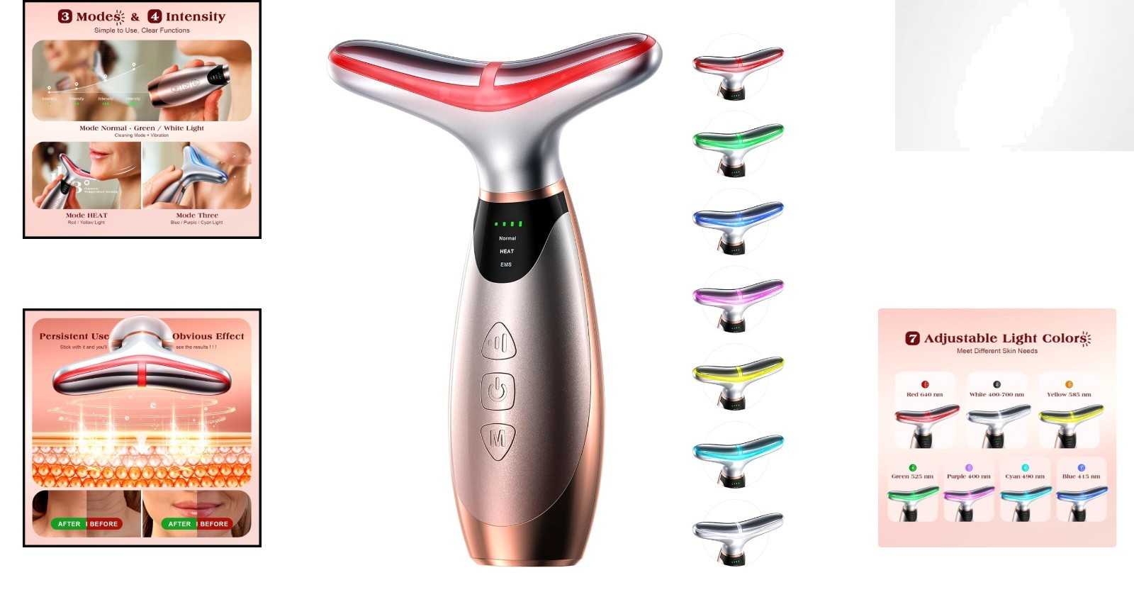 Rechargeable Skincare Device: LED Facial Massager for Anti-Aging Treatments