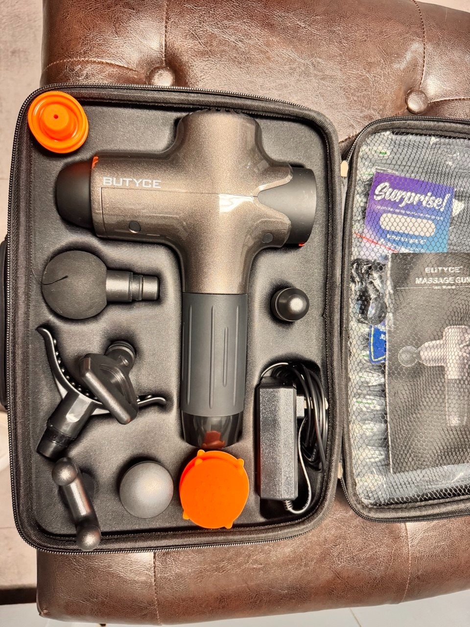 BUTYCE Deep Tissue Massage Gun LCD Display 6 Attachments Carry Case Tested