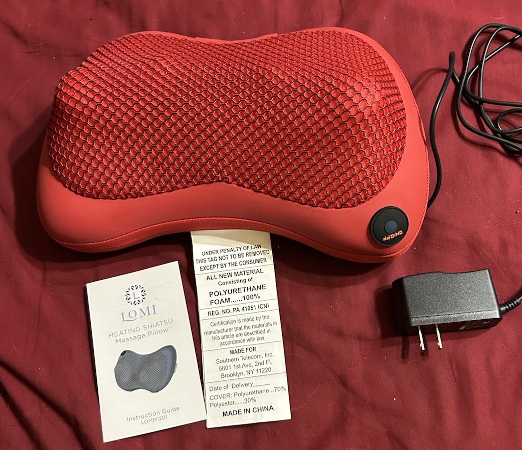 Lomi Heating Shiatsu Massage Pillow Deep Kneeding Massage Nodes Soothes Muscles