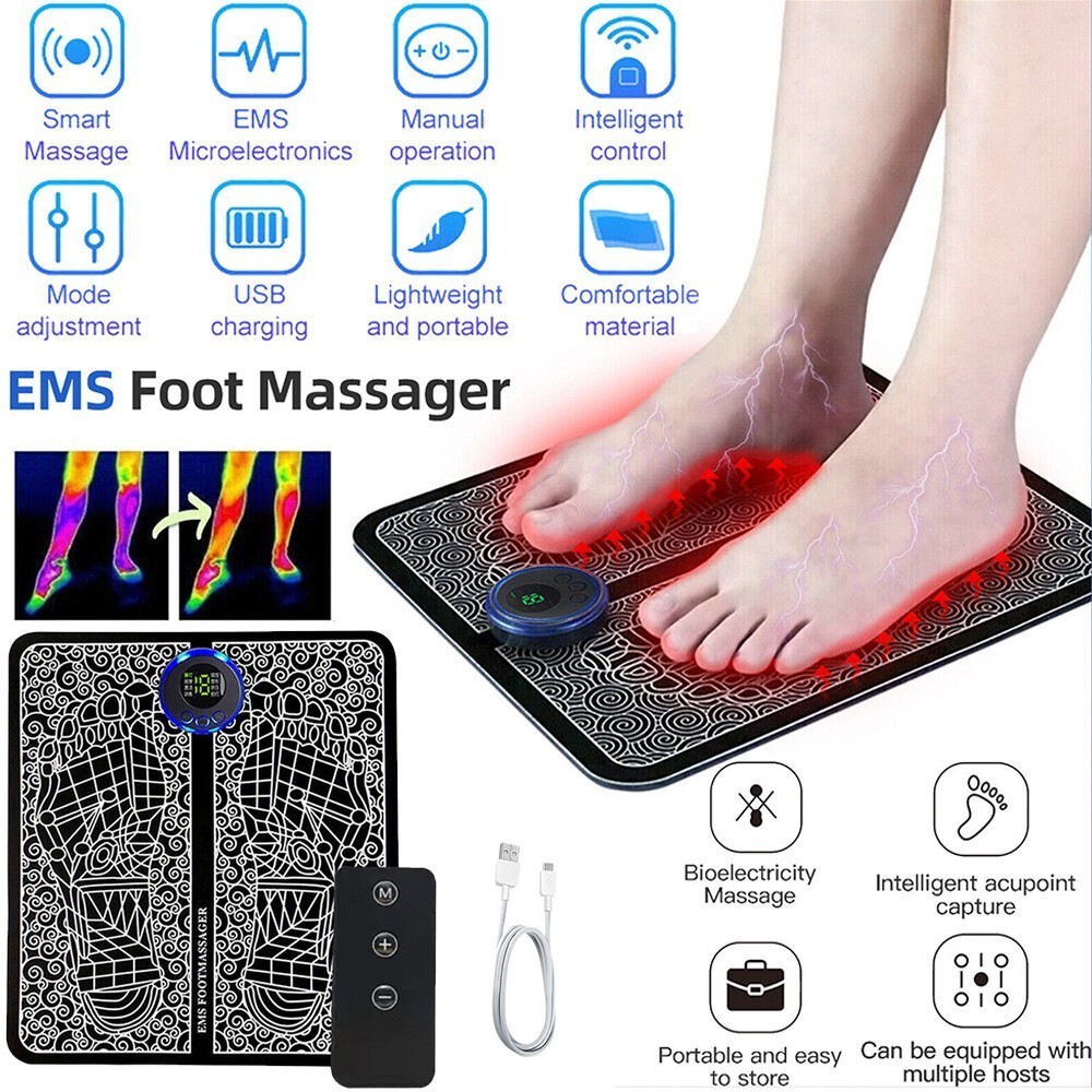 EMS Electric Foot Massager Mat Blood Circulation Muscle Stimulator Pad 8 Modes
