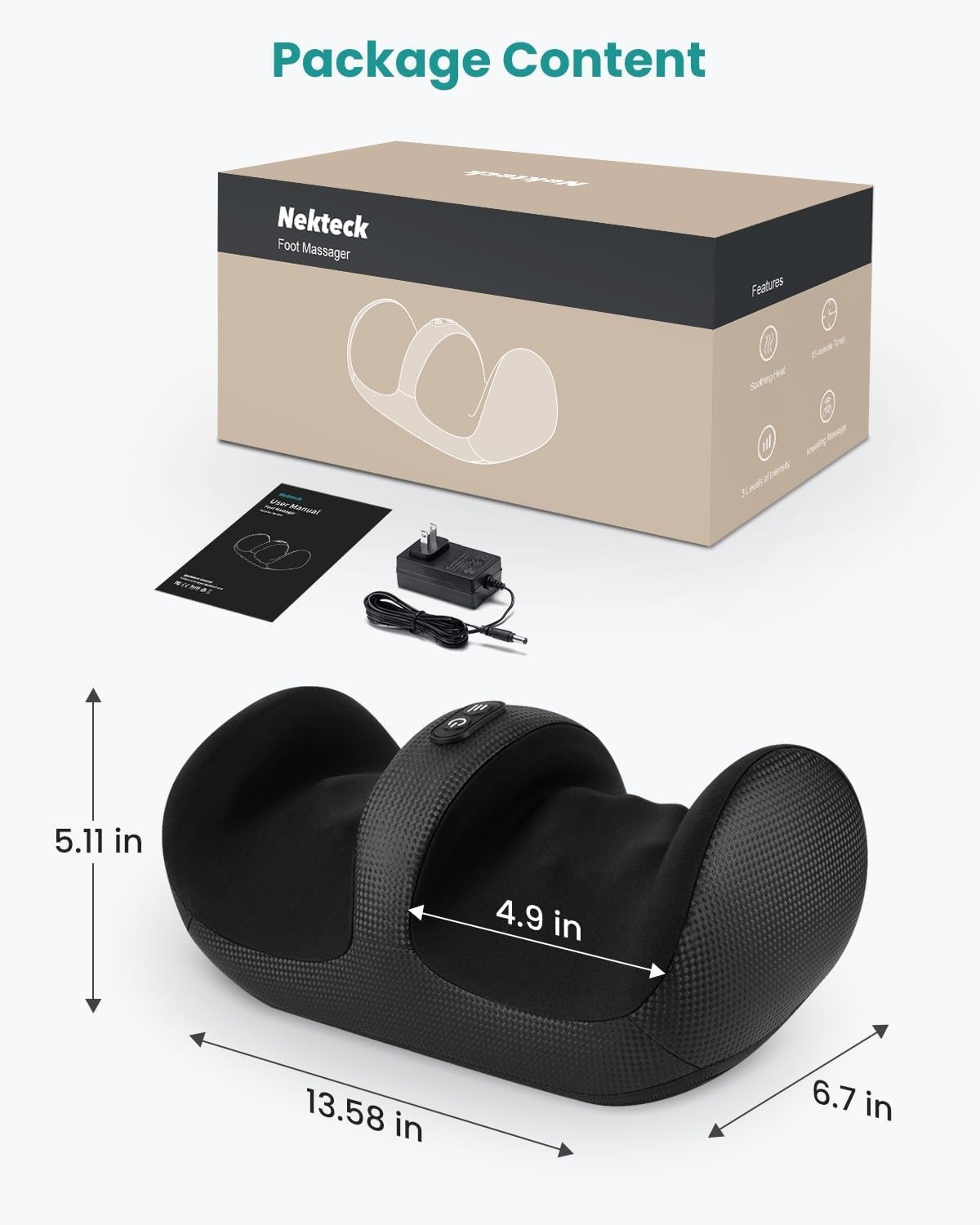 Shiatsu Foot Massager with Heat & Rollers, Calf Leg Relief for Neuropathy Pain,