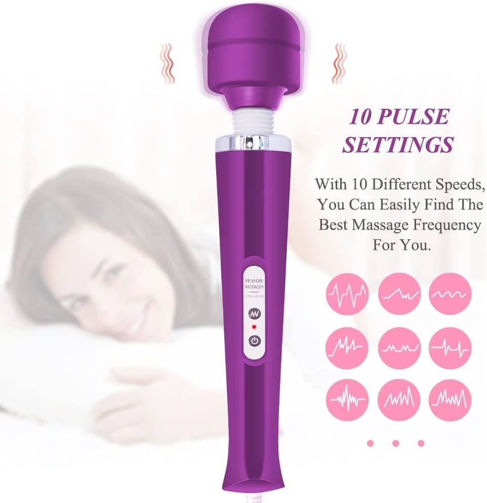 Powerful Handheld Massager with 10 Pulse Settings for Total Body Relief – Purple