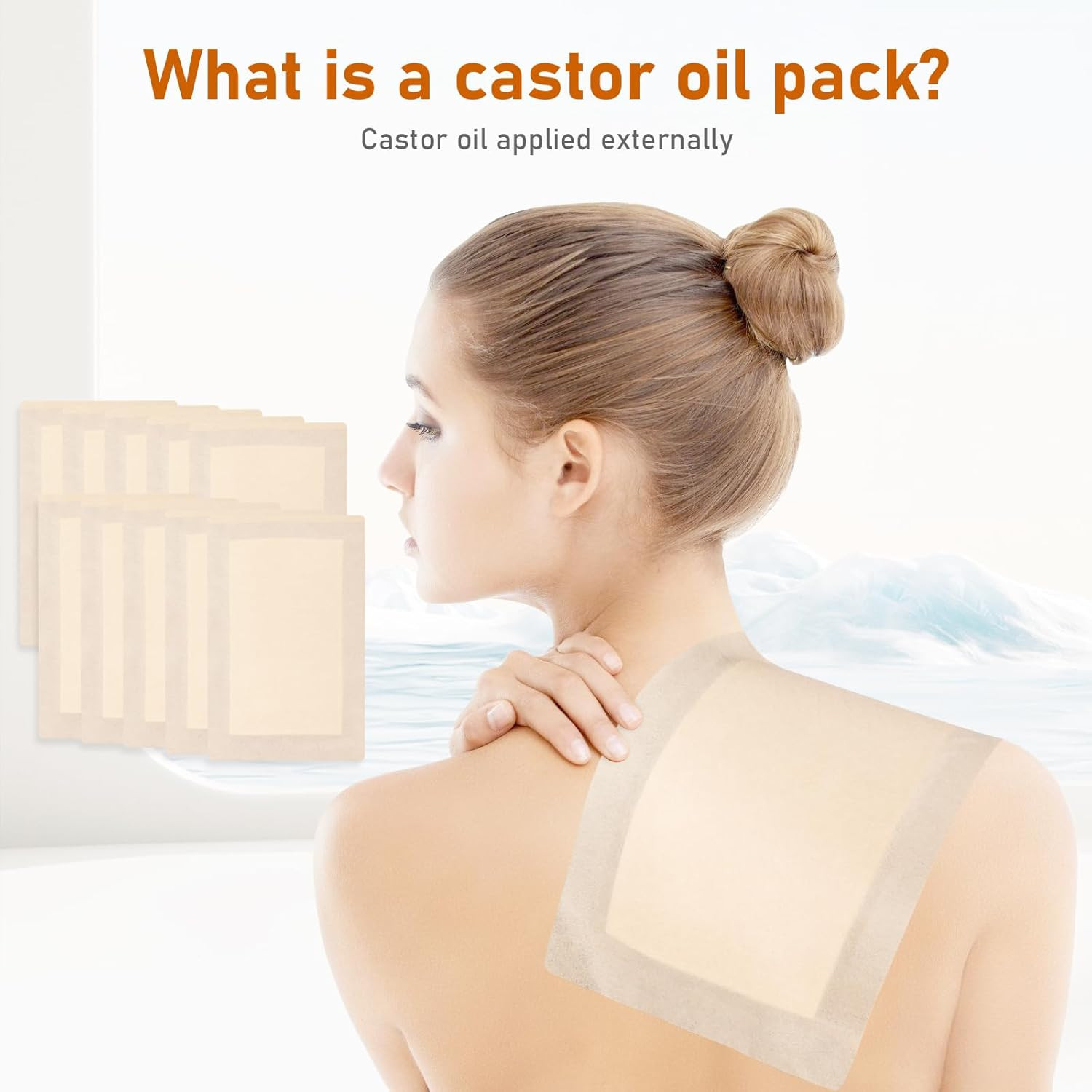 10Pcs Castor Oil Pack Wrap, Self-Adhesive, High Absorbent Organic Cotton Flannel