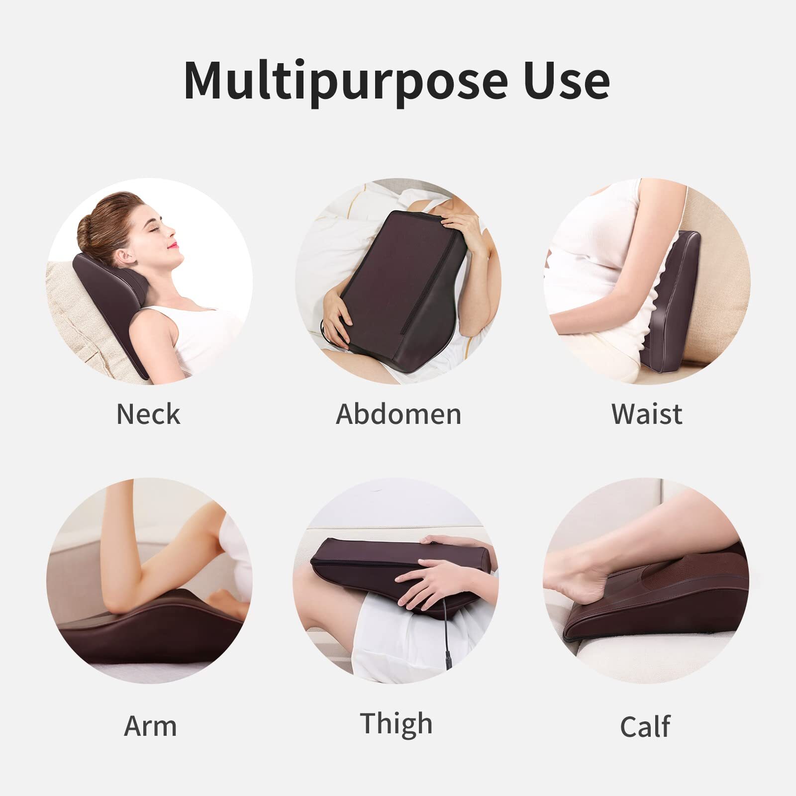 Upgraded Brown Neck and Back Massager with Heat and Remote Control 15×13 Inches