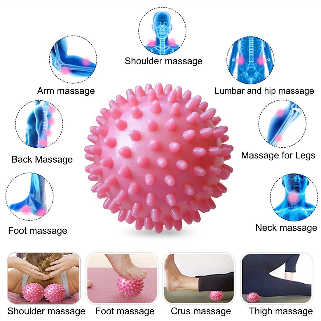 Spiky Massage Ball – Trigger Point & Plantar Fasciitis Relief – Deep Tissue R…