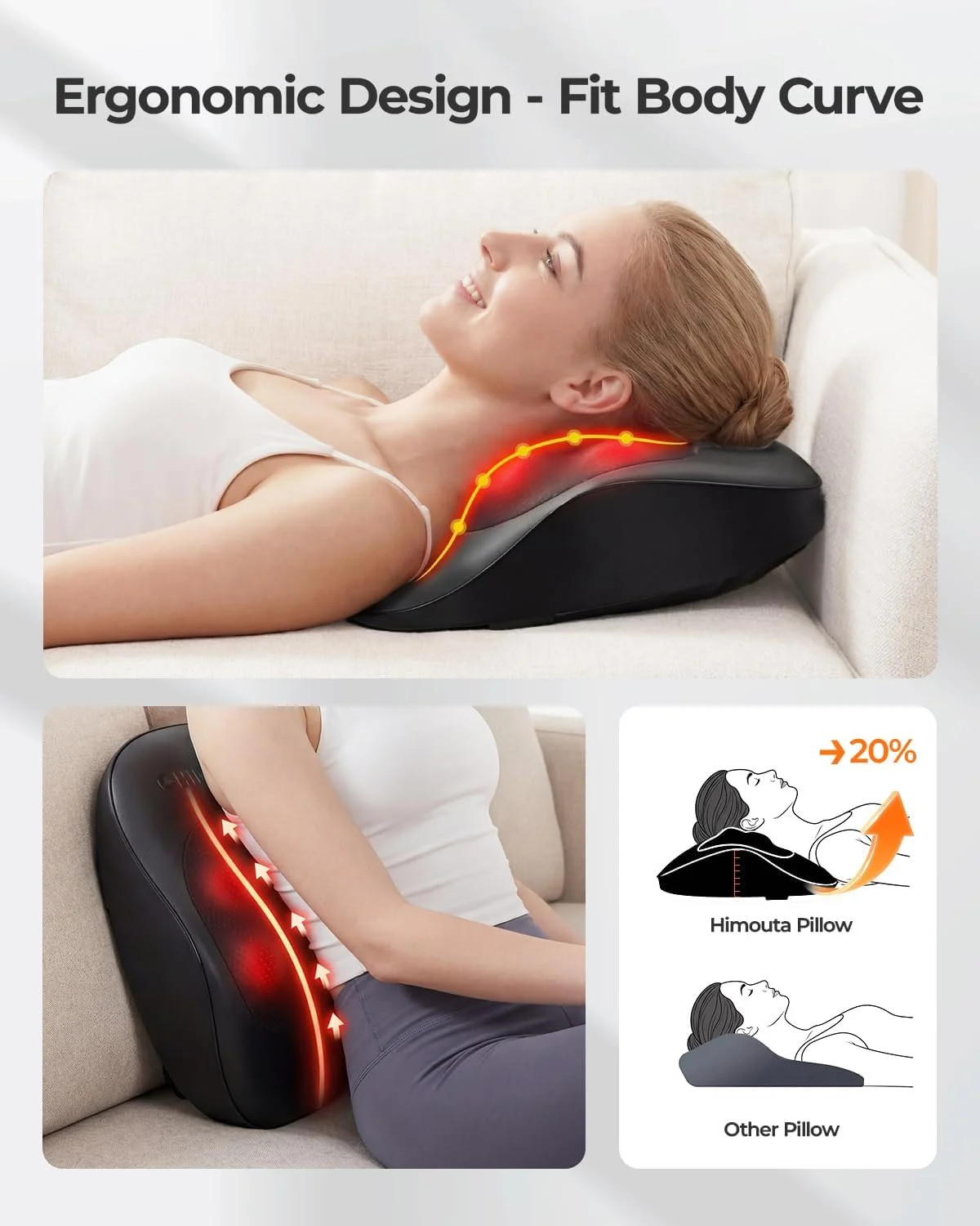 Electric Neck Massager Pillow, Ultra-Quiet Corded Neck and Shoulder Massager wit